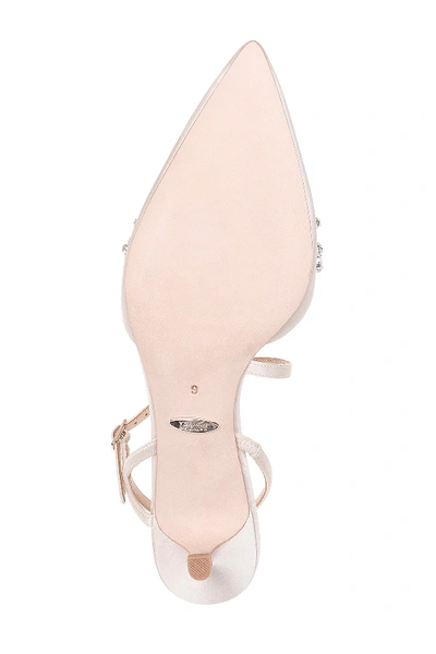 Shop Badgley Mischka Crystal Embellished Quarter Strap Pump In Ivory Satn