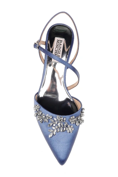 Shop Badgley Mischka Crystal Embellished Quarter Strap Pump In Itln Blue