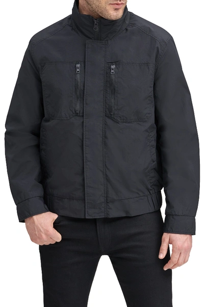 Shop Andrew Marc Hooded Drawstring Jacket In Black