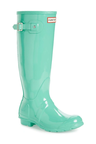 Shop Hunter Original High Gloss Waterproof Boot In Ocean Swell