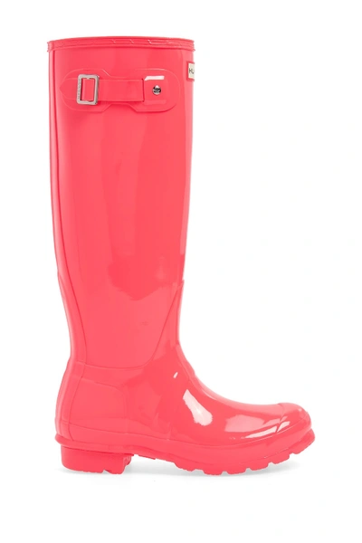 Shop Hunter Original High Gloss Waterproof Boot (women) In Hyper Pink