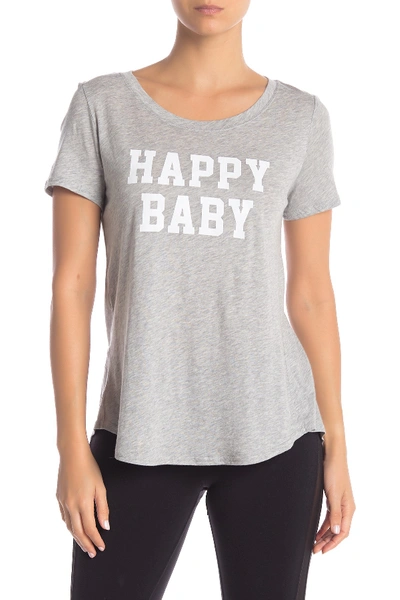 Shop Alo Yoga Graphic T-shirt In Lt. Heather Grey/happy Baby