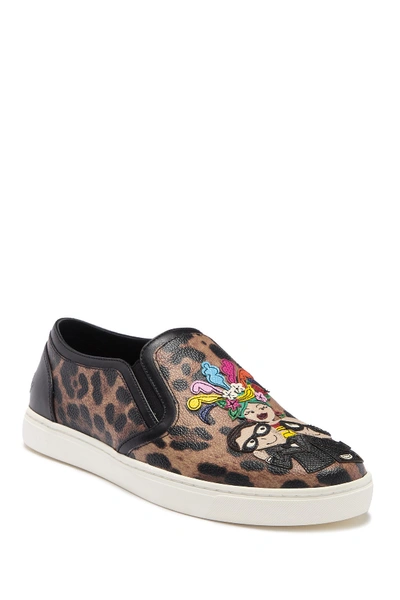 Shop Dolce & Gabbana Leopard Print Slip-on Sneaker In Leo Natural