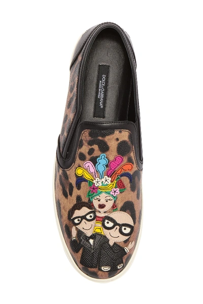 Shop Dolce & Gabbana Leopard Print Slip-on Sneaker In Leo Natural