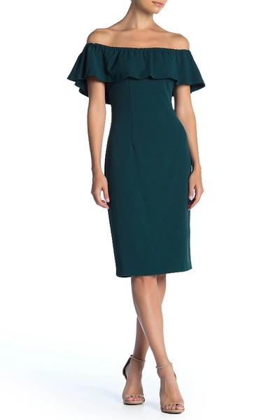 Shop 1.state Ruffle Off The Shoulder Dress In Pine