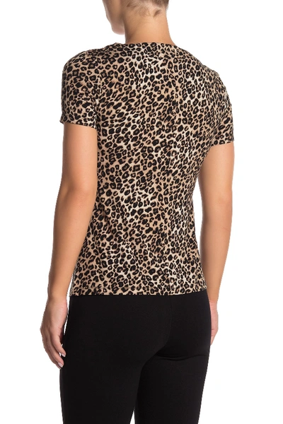 Shop Catherine Catherine Malandrino Short Sleeve Square Neck Top (petite) In Leopard Pr