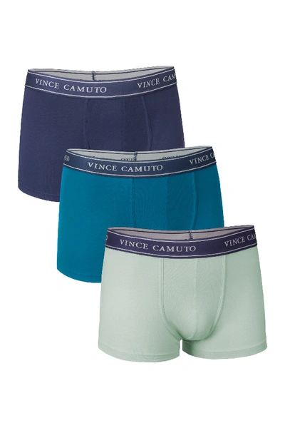 Shop Vince Camuto Trunks - Pack Of 3 In Navy/blue Surf/ Blue Sapphire