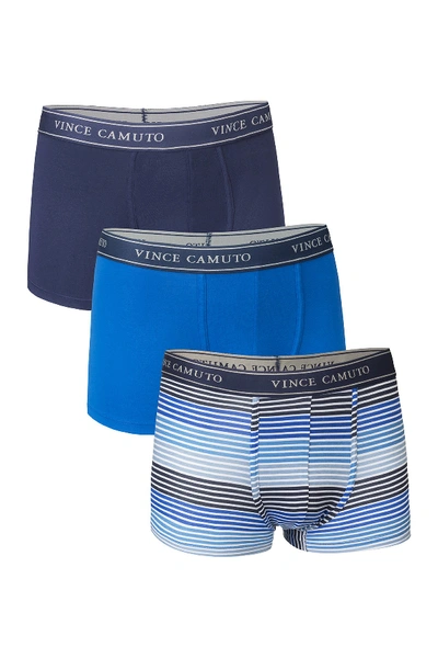 Shop Vince Camuto Trunks - Pack Of 3 In Navy/ombre Stripe/lapis Blue