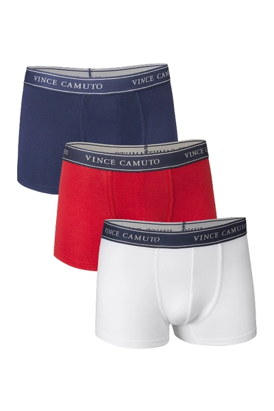 Shop Vince Camuto Trunks - Pack Of 3 In Navy/samba Red/white