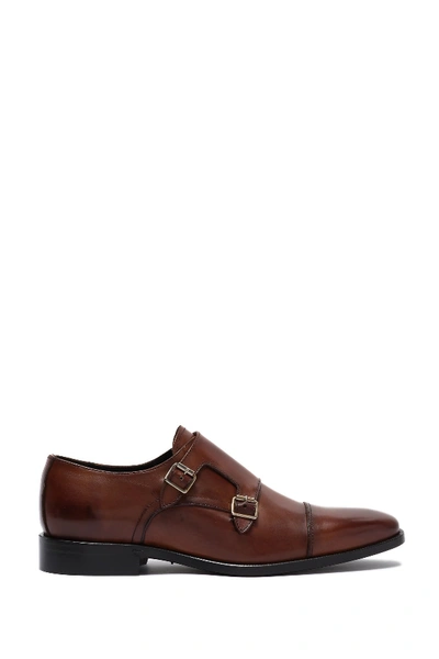 Shop To Boot New York Zane Leather Double Monk Strap Loafer In Cuoio