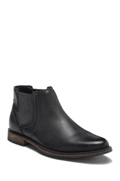 Shop Steve Madden Quahog Leather Chelsea Boot In Black Leat