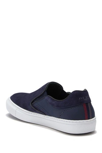 Shop Ted Baker Reaine Suede Slip-on Sneaker In Dk Blue