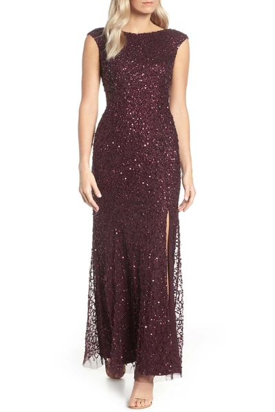 Shop Adrianna Papell Sequin Evening Dress In Night Plum