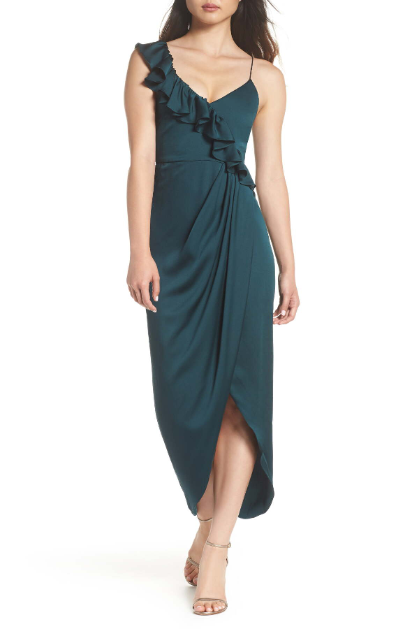 luxe frill tulip hem maxi dress shona joy