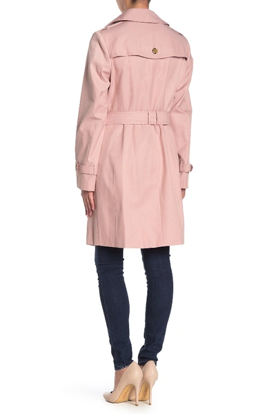 Shop Cole Haan Belted Hooded Trench Coat In Canyon Ros