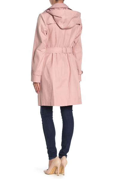 Shop Cole Haan Belted Hooded Trench Coat In Canyon Ros