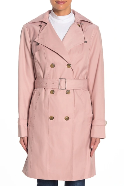 Shop Cole Haan Belted Hooded Trench Coat In Canyon Ros