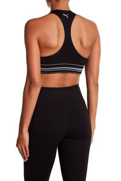 Shop Puma Mesh Panel Racerback Sports Bra In Black