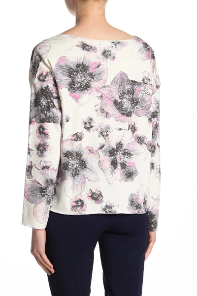 Shop Dkny Floral Rhinestone Logo Sweatshirt In Ivory