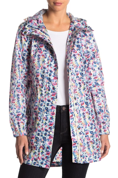 Shop Joules Right As Rain Packable Print Hooded Raincoat In Crmgdty