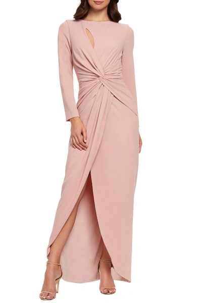Shop Dress The Population Naomi Twisted Gown In Blush