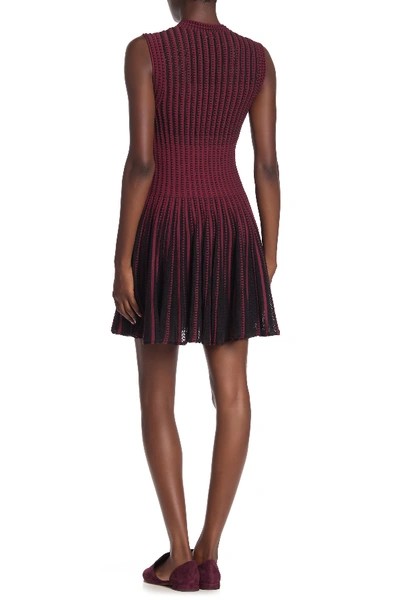 Shop Theory Check Knit Fit & Flare Dress In Garnet/black