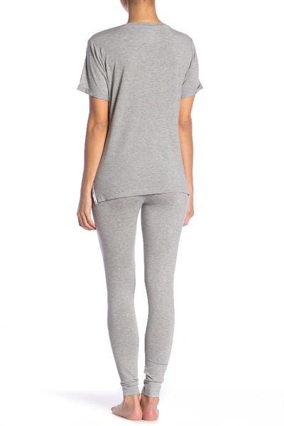Shop French Connection Heather Logo Trim T-shirt & Pants Pajama 2-piece Set In Heather Grey