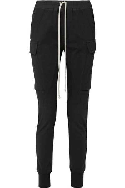 Shop Rick Owens Poplin-trimmed Cotton-jersey Track Pants In Black