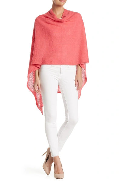 Shop Portolano Lightweight Lambswool Cowl Neck Poncho In Flamingo Pink 443