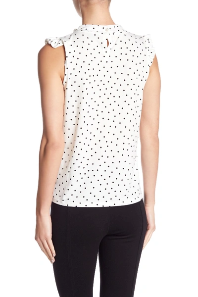 Shop Adrianna Papell Ruffle Cap Sleeve Printed Blouse In Ivory Basic Dot