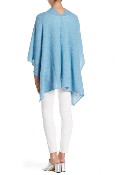 Shop Portolano Lightweight Lambswool Cowl Neck Poncho In Winter Turquoise