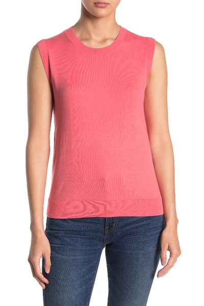 Shop J Crew Crew Neck Knit Shell In Coral Rose