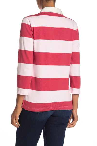 Shop J Crew Rugby Stripe Polo In Old Red Pink