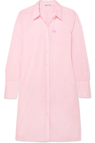 Shop Alex Mill Standard Shore Appliquéd Cotton-poplin Shirt Dress In Pink