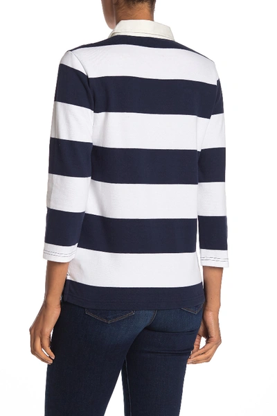 Shop J. Crew Rugby Stripe Polo In White Navy