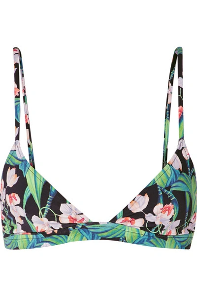 Shop Patbo Floral-print Triangle Bikini Top In Black