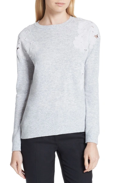 Shop Ted Baker Yizelda Lace Shoulder Sweater In Grey