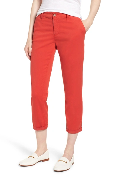 Shop Ag Caden Crop Twill Trousers In Red Poppy