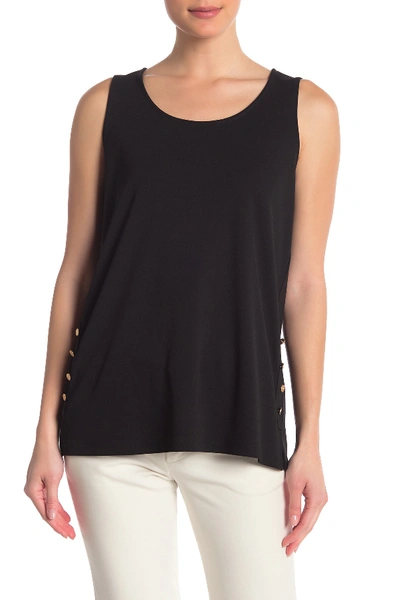 Shop Dkny Button Side Sleeveless Top In Black