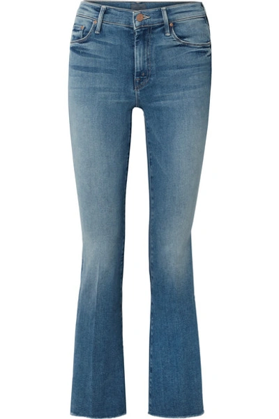 Mother The Weekender Fray High-rise Flared Jeans In Blue