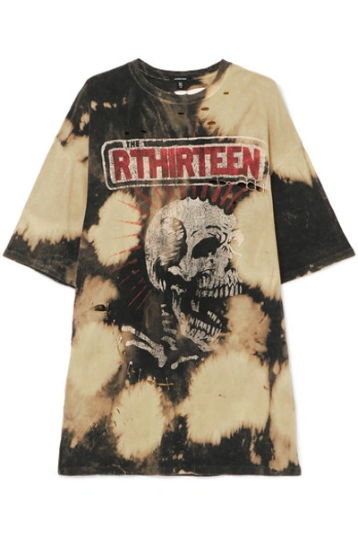 Shop R13 Oversized Distressed Embellished Tie-dyed Cotton-jersey T-shirt In Black