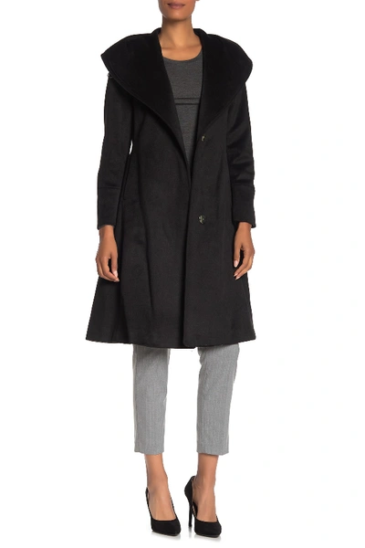 Cole Haan Wool Blend Shawl Collar Belted Coat In Black ModeSens