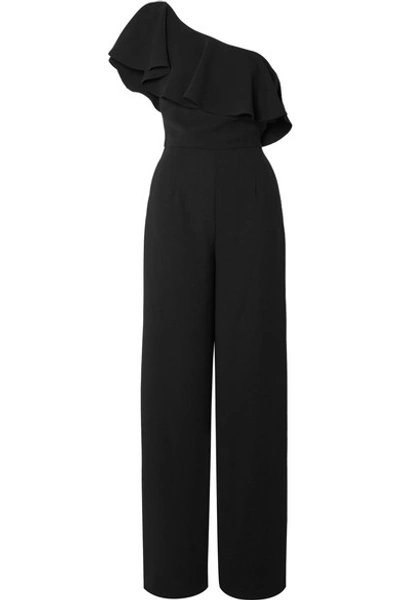 Shop Paul & Joe Dynastie Ruffled One-shoulder Crepe Jumpsuit In Black