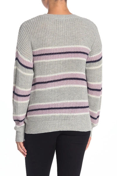 Shop Blu Pepper Long Sleeve Striped Sweater In Grey Multi