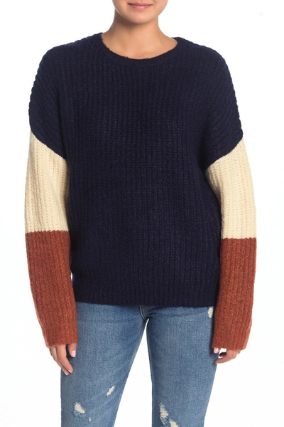 Shop Blu Pepper Colorblock Long Sleeve Sweater In Navy Multi