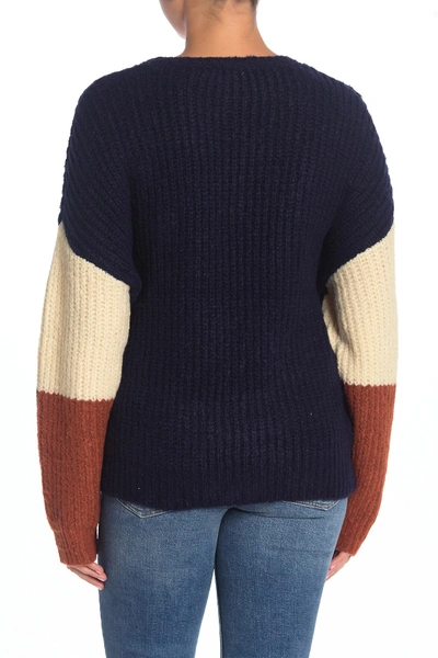 Shop Blu Pepper Colorblock Long Sleeve Sweater In Navy Multi