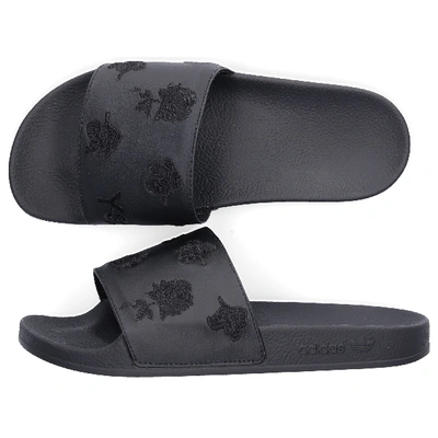 Shop Y-3 Beach Sandals Adilette Aop In Black