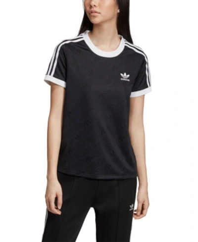 Shop Adidas Originals Adicolor Jaquard 3-stripe T-shirt In Black/print