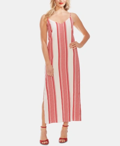 Shop Vince Camuto Striped Cotton Maxi Dress In Red Poppy