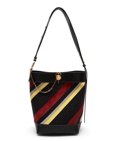 Shop Jw Anderson Keyts Striped Suede Tote Bag In Black